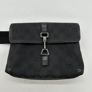 Gucci 92543 GG Canvas Waist Pouch Body Bag Black for Men and Women